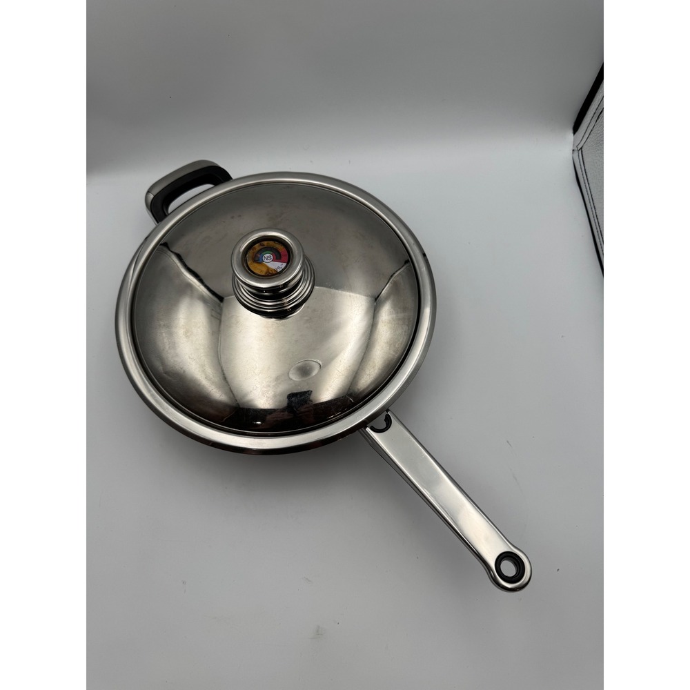 Nutri-Stahl 24 Element Stainless Steel 9.5 inch Skillet Pan with Temp Gauge Lid